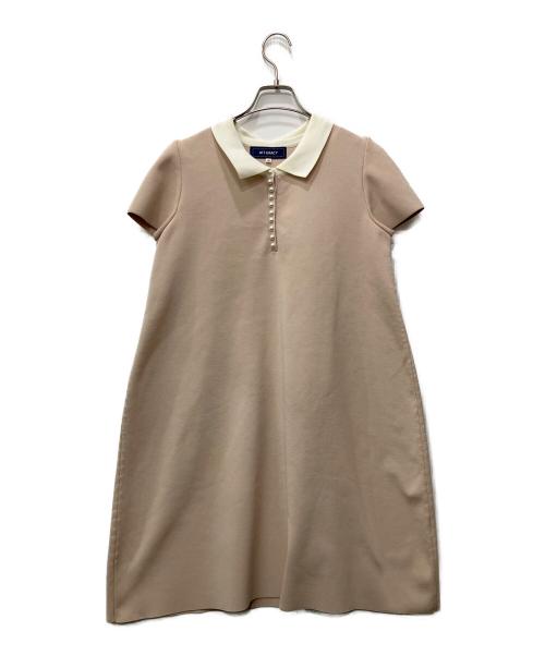 M'S GRACY（エムズグレイシー）M'S GRACY (エムズグレイシー) 半袖ワンピース ホワイト×ベージュ サイズ:40の古着・服飾アイテム