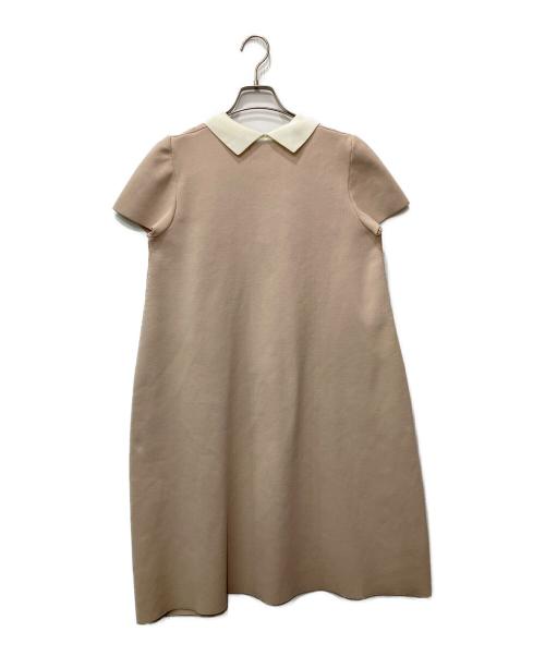 M'S GRACY（エムズグレイシー）M'S GRACY (エムズグレイシー) 半袖ワンピース ホワイト×ベージュ サイズ:40の古着・服飾アイテム