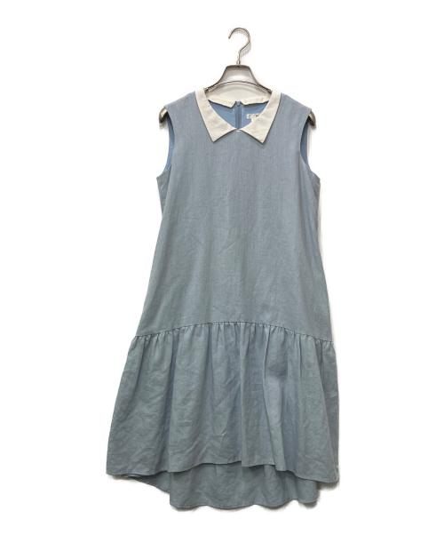 Rene（ルネ）Rene (ルネ) ノースリーブワンピース ブルー×ホワイト サイズ:38の古着・服飾アイテム