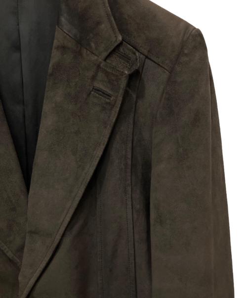 GUCCI（グッチ）GUCCI (グッチ) レザーテーラードジャケット ブラウン サイズ:48の古着・服飾アイテム