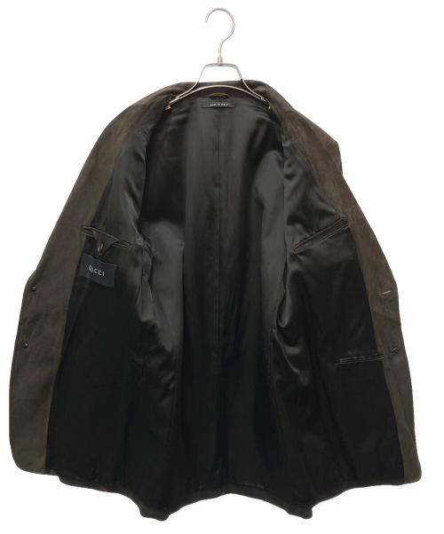 GUCCI（グッチ）GUCCI (グッチ) レザーテーラードジャケット ブラウン サイズ:48の古着・服飾アイテム