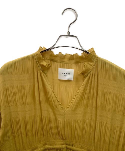 Ameri（アメリ）AMERI (アメリ) SHIRRING PLEATS DRESS イエロー サイズ:Mの古着・服飾アイテム