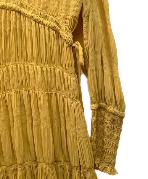 Ameri（アメリ）AMERI (アメリ) SHIRRING PLEATS DRESS イエロー サイズ:Mの古着・服飾アイテム