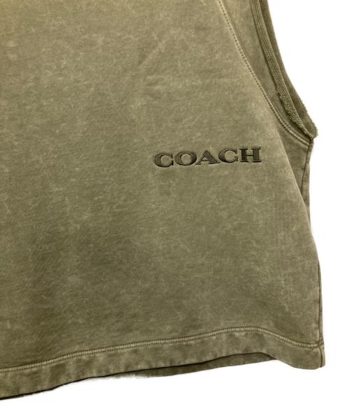 COACH（コーチ）COACH (コーチ) ノースリーブカットソー グリーン サイズ:Mの古着・服飾アイテム