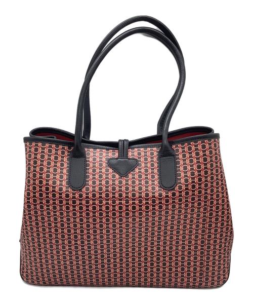 LONGCHAMP（ロンシャン）LONGCHAMP (ロンシャン) トートバッグ レッド×ブラックの古着・服飾アイテム