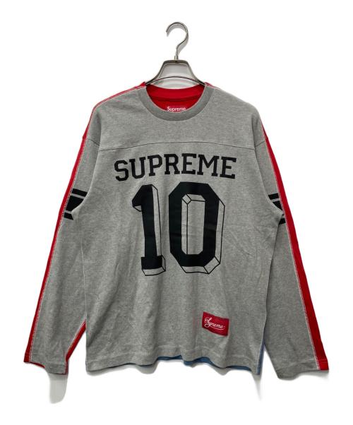 SUPREME（シュプリーム）Supreme (シュプリーム) 長袖カットソー レッド×グレー×ブルー サイズ:Sの古着・服飾アイテム