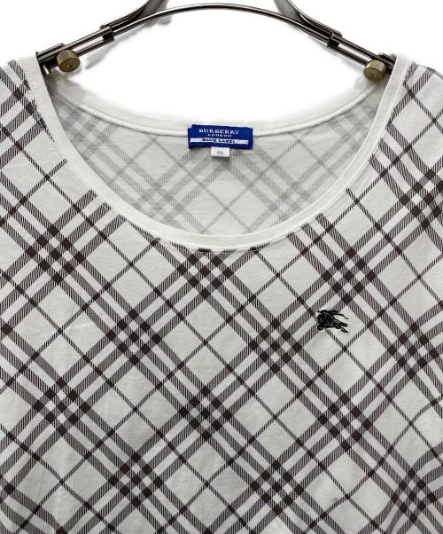 BURBERRY BLUE LABEL（バーバリー ブルー レーベル）BURBERRY BLUE LABEL (バーバリー ブルー レーベル) 半袖Tシャツ ホワイト×ブラウン サイズ:38の古着・服飾アイテム