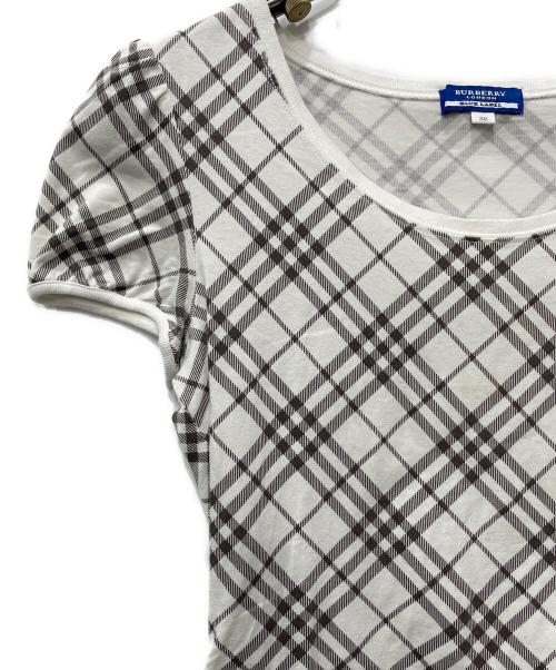 BURBERRY BLUE LABEL（バーバリー ブルー レーベル）BURBERRY BLUE LABEL (バーバリー ブルー レーベル) 半袖Tシャツ ホワイト×ブラウン サイズ:38の古着・服飾アイテム
