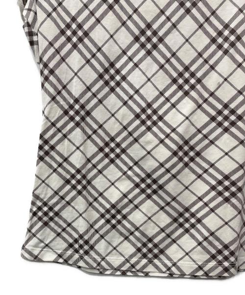 BURBERRY BLUE LABEL（バーバリー ブルー レーベル）BURBERRY BLUE LABEL (バーバリー ブルー レーベル) 半袖Tシャツ ホワイト×ブラウン サイズ:38の古着・服飾アイテム