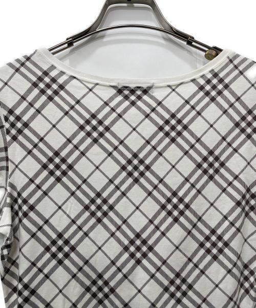 BURBERRY BLUE LABEL（バーバリー ブルー レーベル）BURBERRY BLUE LABEL (バーバリー ブルー レーベル) 半袖Tシャツ ホワイト×ブラウン サイズ:38の古着・服飾アイテム