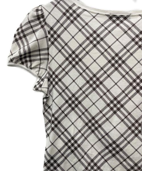 BURBERRY BLUE LABEL（バーバリー ブルー レーベル）BURBERRY BLUE LABEL (バーバリー ブルー レーベル) 半袖Tシャツ ホワイト×ブラウン サイズ:38の古着・服飾アイテム