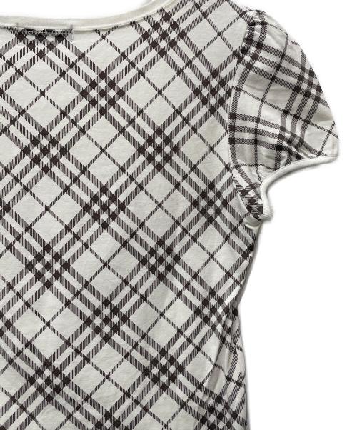 BURBERRY BLUE LABEL（バーバリー ブルー レーベル）BURBERRY BLUE LABEL (バーバリー ブルー レーベル) 半袖Tシャツ ホワイト×ブラウン サイズ:38の古着・服飾アイテム