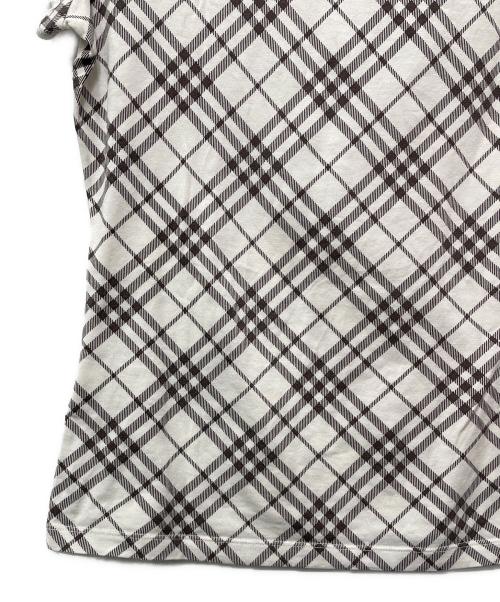 BURBERRY BLUE LABEL（バーバリー ブルー レーベル）BURBERRY BLUE LABEL (バーバリー ブルー レーベル) 半袖Tシャツ ホワイト×ブラウン サイズ:38の古着・服飾アイテム
