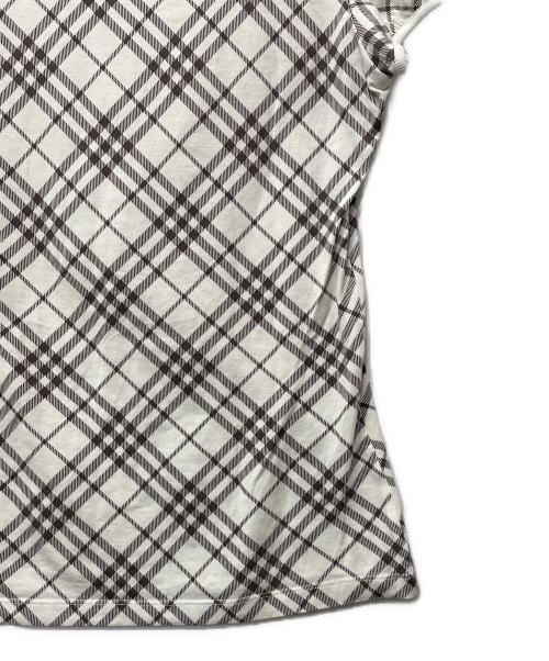 BURBERRY BLUE LABEL（バーバリー ブルー レーベル）BURBERRY BLUE LABEL (バーバリー ブルー レーベル) 半袖Tシャツ ホワイト×ブラウン サイズ:38の古着・服飾アイテム