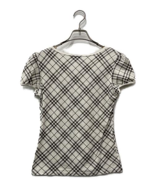 BURBERRY BLUE LABEL（バーバリー ブルー レーベル）BURBERRY BLUE LABEL (バーバリー ブルー レーベル) 半袖Tシャツ ホワイト×ブラウン サイズ:38の古着・服飾アイテム