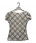 BURBERRY BLUE LABEL (バーバリー ブルー レーベル) 半袖Tシャツ ホワイト×ブラウン サイズ:38：5000円