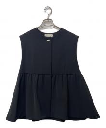 chignon（シニヨン）の古着「ダブルクロスペプラムベスト」｜ブラック