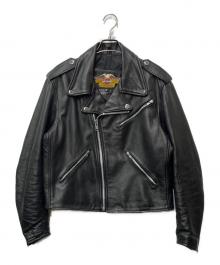 HARLEY-DAVIDSON（ハーレーダビッドソン）の古着「レザーライダースジャケット」｜ブルー