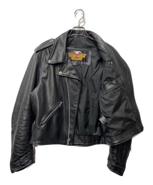 HARLEY-DAVIDSON（ハーレーダビッドソン）HARLEY-DAVIDSON (ハーレーダビッドソン) レザーライダースジャケット ブルー サイズ:Lの古着・服飾アイテム