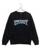 stussyステューシー）の古着「アーチロゴ　スウェット」｜ブラック×ブルー