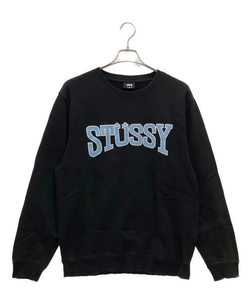 stussy（ステューシー）stussy (ステューシー) アーチロゴ　スウェット ブラック×ブルー サイズ:Mの古着・服飾アイテム