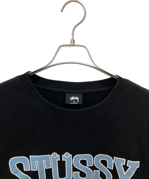 stussy（ステューシー）stussy (ステューシー) アーチロゴ　スウェット ブラック×ブルー サイズ:Mの古着・服飾アイテム