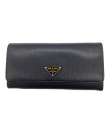 PRADA（プラダ）の古着「VITELLOMOVE　フラップ長財布」｜ブラック