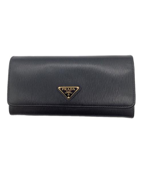 PRADA（プラダ）PRADA (プラダ) VITELLOMOVE　フラップ長財布 ブラックの古着・服飾アイテム