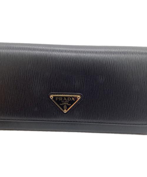 PRADA（プラダ）PRADA (プラダ) VITELLOMOVE　フラップ長財布 ブラックの古着・服飾アイテム