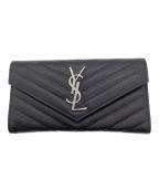 Saint Laurent Parisサンローランパリ）の古着「モノグラム・サンローラン　ラージフラップウォレット」｜ブラック