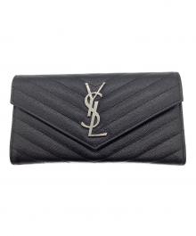 Saint Laurent Paris（サンローランパリ）の古着「モノグラム・サンローラン　ラージフラップウォレット」｜ブラック