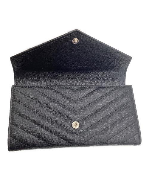 Saint Laurent Paris（サンローランパリ）Saint Laurent Paris (サンローランパリ) モノグラム・サンローラン　ラージフラップウォレット ブラックの古着・服飾アイテム