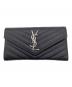 Saint Laurent Paris（サンローランパリ）の古着「モノグラム・サンローラン　ラージフラップウォレット」｜ブラック