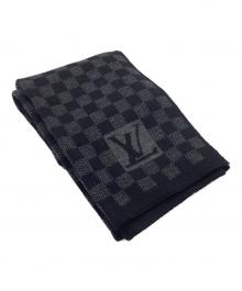 LOUIS VUITTON（ルイ ヴィトン）の古着「エシャルプ・プティ ダミエ　マフラー」｜ブラック×グレー