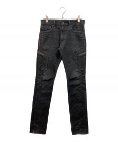 Juliusブラックデニムサルエルパンツ 中古・古着通販】JULIUS (ユリウス) 再構築デニムサルエルパンツ