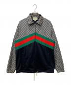 GUCCIグッチ）の古着「テクニカルジャージジャケット」｜グレー×ネイビー