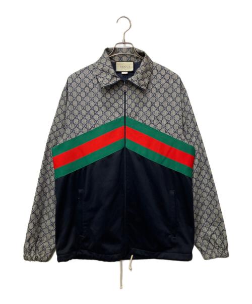 GUCCI（グッチ）GUCCI (グッチ) テクニカルジャージジャケット グレー×ネイビー サイズ:Sの古着・服飾アイテム