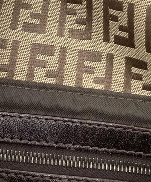 FENDI（フェンディ）FENDI (フェンディ) ズッキーノ　マンマバケット　ハンドバッグ ベージュ×ブラックの古着・服飾アイテム