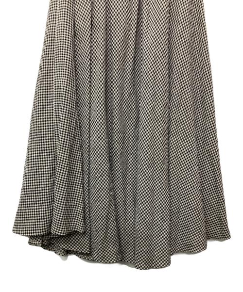 BEARDSLEY（ビアズリー）BEARDSLEY (ビアズリー) フレアスカート ブラック×ベージュ サイズ:Fの古着・服飾アイテム