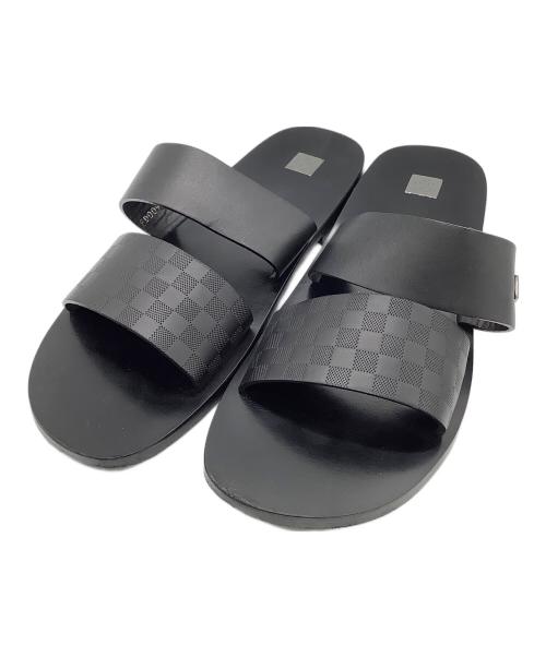 LOUIS VUITTON（ルイ ヴィトン）LOUIS VUITTON (ルイ ヴィトン) ダミエ　アンフィニ レザー サンダル ブラック サイズ:7の古着・服飾アイテム