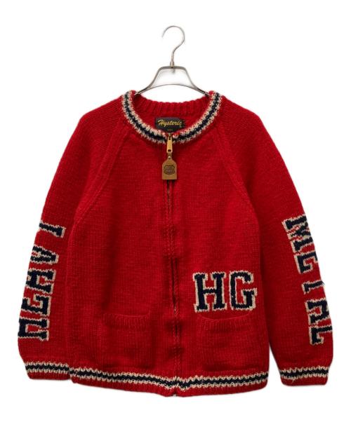 Hysteric Glamour（ヒステリックグラマー）Hysteric Glamour (ヒステリックグラマー) カウチンニットカーディガン レッド サイズ:Mの古着・服飾アイテム