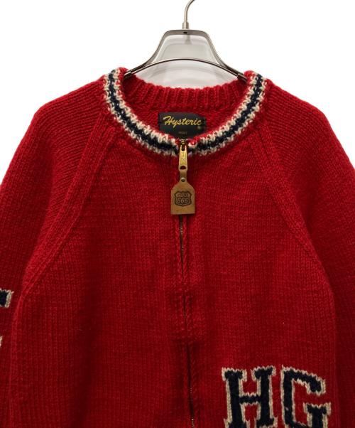 Hysteric Glamour（ヒステリックグラマー）Hysteric Glamour (ヒステリックグラマー) カウチンニットカーディガン レッド サイズ:Mの古着・服飾アイテム