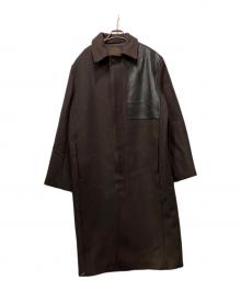 ZARA×STUDIO NICHOLSON（ザラ×スタジオ ニコルソン）の古着「パッチレザーロングコート」｜ブラウン