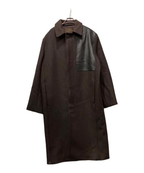 ZARA（ザラ）ZARA (ザラ) STUDIO NICHOLSON (スタジオ ニコルソン) パッチレザーロングコート ブラウン サイズ:Mの古着・服飾アイテム