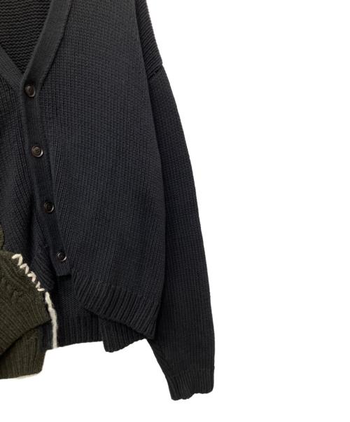 TOY DEVIL（トイデビル）TOY DEVIL (トイデビル) 厚手カーディガン ブラック×カーキ サイズ:3の古着・服飾アイテム