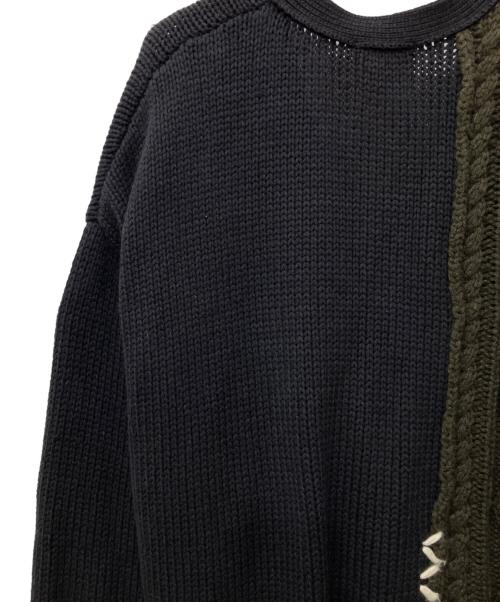 TOY DEVIL（トイデビル）TOY DEVIL (トイデビル) 厚手カーディガン ブラック×カーキ サイズ:3の古着・服飾アイテム