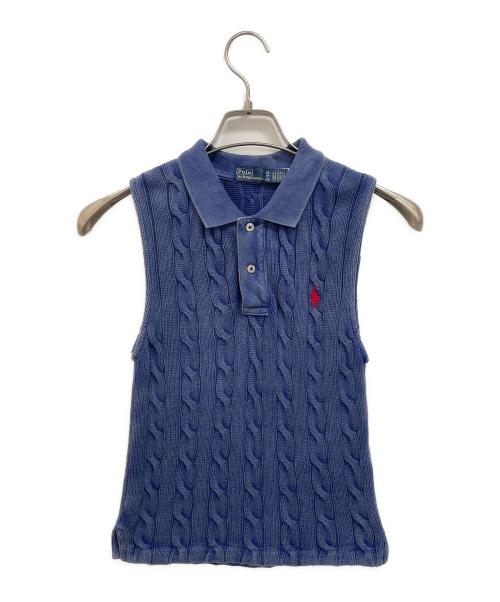 POLO RALPH LAUREN（ポロ・ラルフローレン）POLO RALPH LAUREN (ポロ・ラルフローレン) ケーブルニットノースリーブポロシャツ ネイビー サイズ:XSの古着・服飾アイテム