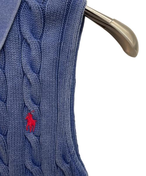 POLO RALPH LAUREN（ポロ・ラルフローレン）POLO RALPH LAUREN (ポロ・ラルフローレン) ケーブルニットノースリーブポロシャツ ネイビー サイズ:XSの古着・服飾アイテム