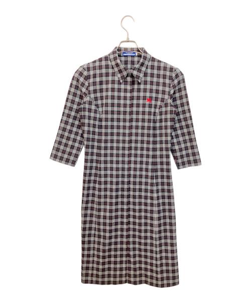 BURBERRY BLUE LABEL（バーバリー ブルー レーベル）BURBERRY BLUE LABEL (バーバリー ブルー レーベル) シャツワンピース ブラック×レッド サイズ:38の古着・服飾アイテム