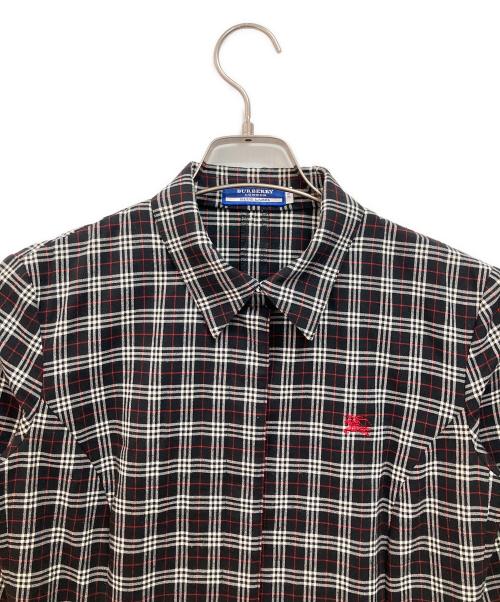 BURBERRY BLUE LABEL（バーバリー ブルー レーベル）BURBERRY BLUE LABEL (バーバリー ブルー レーベル) シャツワンピース ブラック×レッド サイズ:38の古着・服飾アイテム